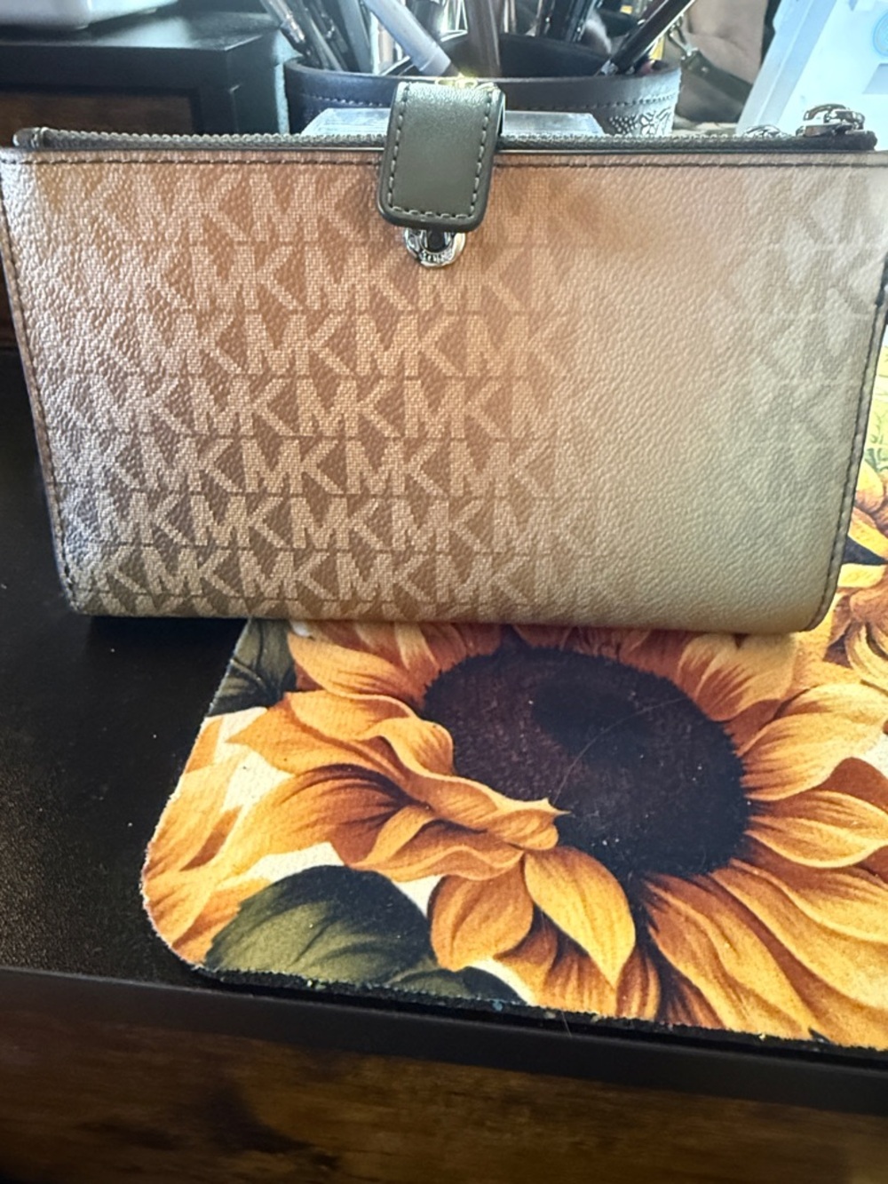 Michael Kors green /gold ombré. Wristlet